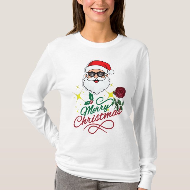 Coola Santa God jul med Ro & Holly T Shirt (Framsida)