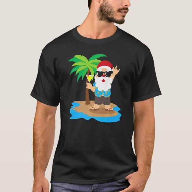 Coola Santa Hawaiian Sommar Jul i juli T Shirt (Framsida)