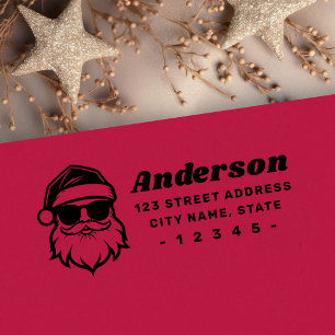 Coola Santa in sunglass roligt retro returadress Stämpel