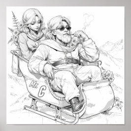 Coola Santa och Elf Poster