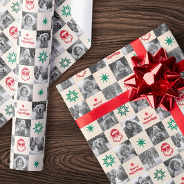 Coola Santa retro God jul fotoröd grönt Presentpapper