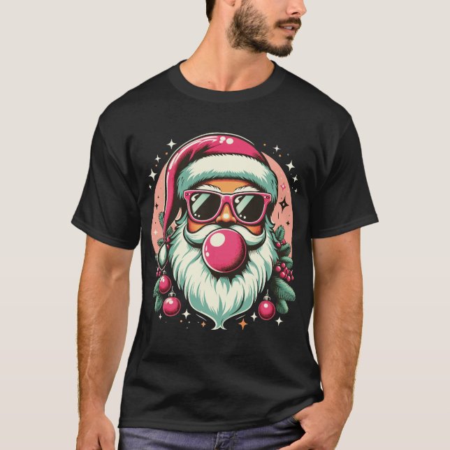 "Coola Santa with Bubblegum Pop Art jul T Shirt (Framsida)