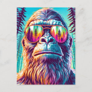 Coola Sasquatch med solglasögon i Skogen Vykort