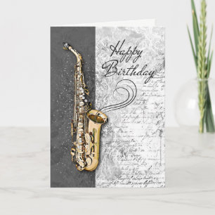 Coola Saxophone Musician Jazz Sten & Roll Birthday Kort