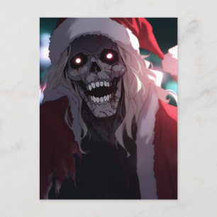 Coola Scary Creepy Skull Jultomten Julafton Helg Vykort