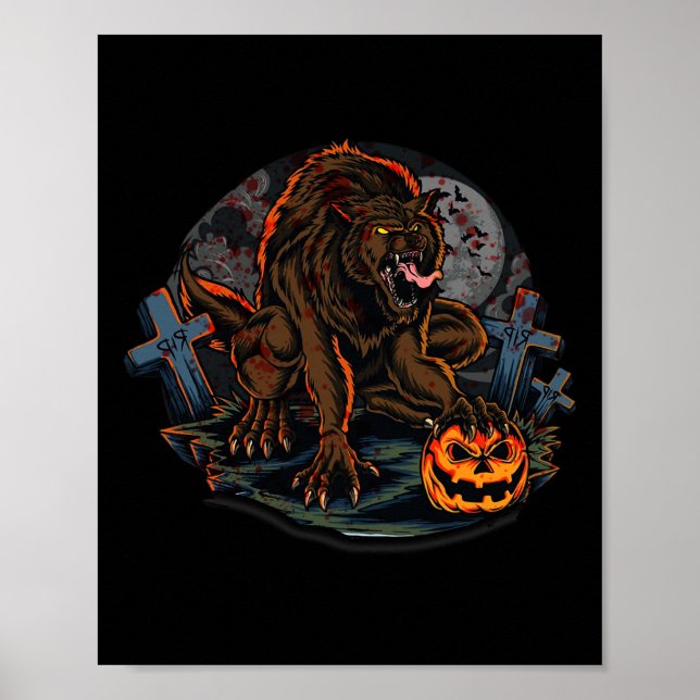 Coola Scary Weregger Halloween Themme Poster (Framsidan)