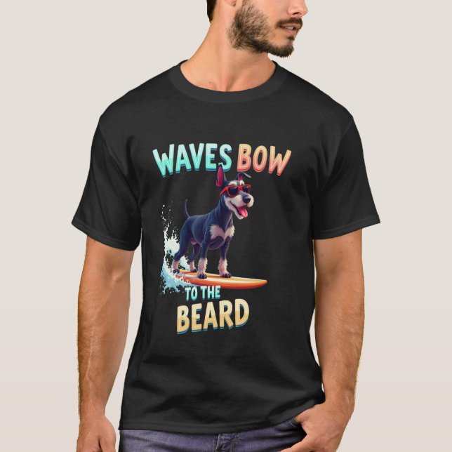 Coola Schnauzer Surfande Hund T Shirt (Framsida)