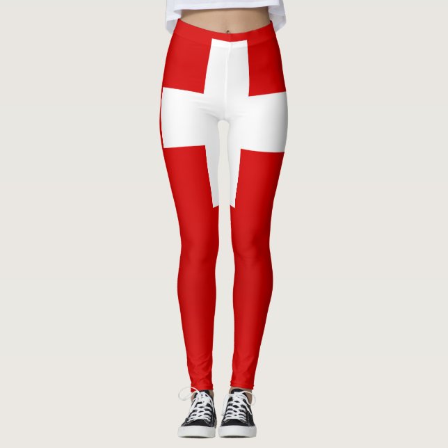 Coola Schweiz Flagga Mode Leggings (Framsida)