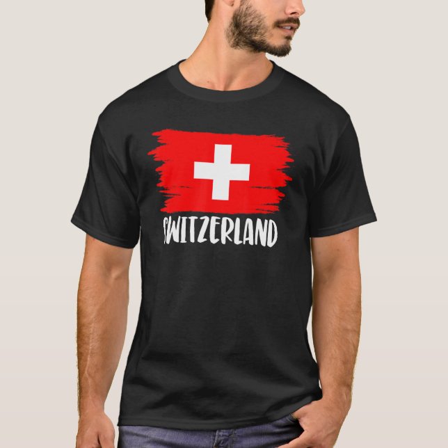 Coola Schweiz Flagga T Shirt (Framsida)