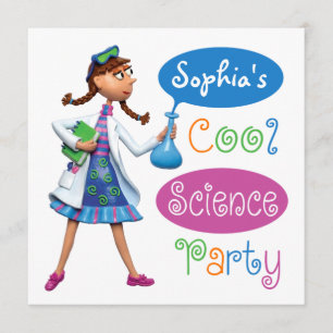 Coola Science Födelsedagsfest for Girls Inbjudningar
