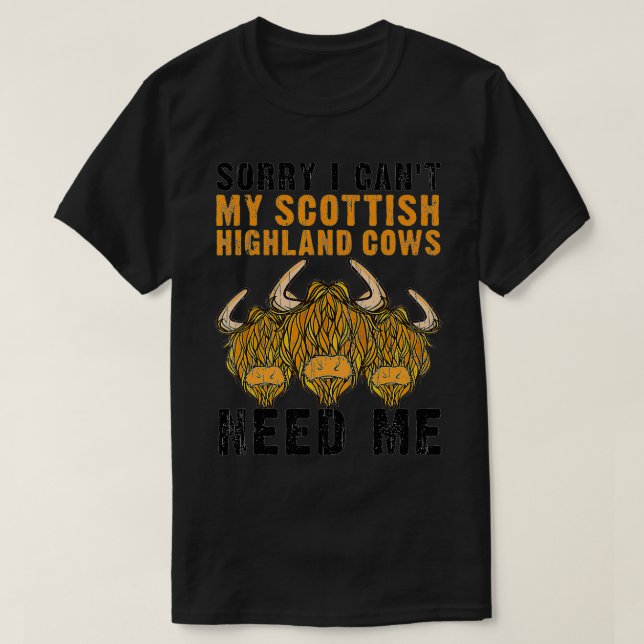 Coola Scottish Highland Cows Gift Funny Cow För ma T Shirt (Design framsida)