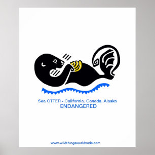 Coola Sea OTTER-Endangångna djur - Poster