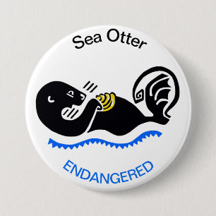 Coola Sea OTTER - utrotningshotad animalisk grafik Knapp