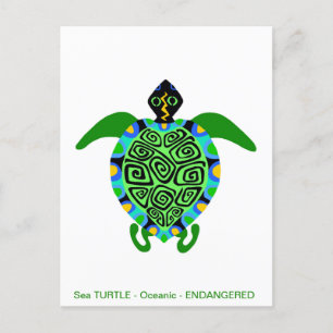 Coola Sea TURTLE - Endangedred animal grafik Helg Vykort