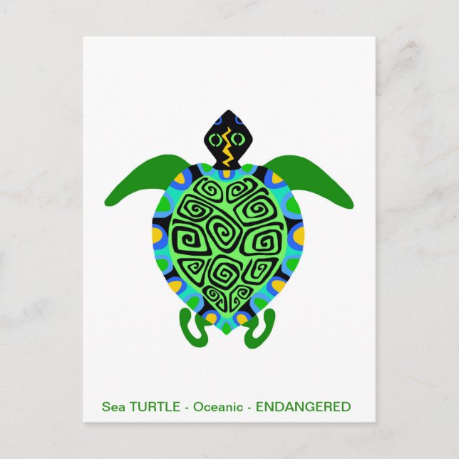 Coola Sea TURTLE - Endangedred animal grafik Helg Vykort (Framsida)