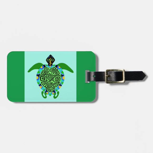 Coola Sea TURTLE - Vild marint djur - grönt Bagagebricka (Horisontell Framsida)