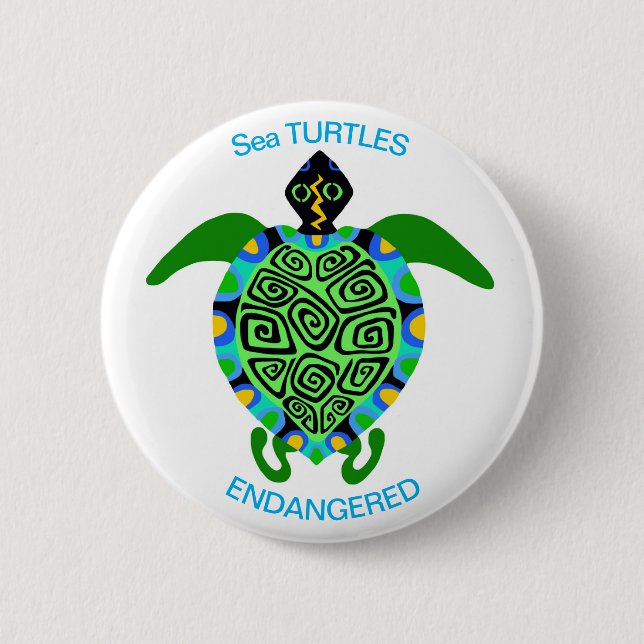 Coola Sea TURTLES - Endangången animalisk grafik - Knapp (Framsida)