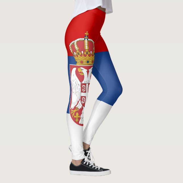 Coola Serbien Flagga Mode Leggings (Höger)