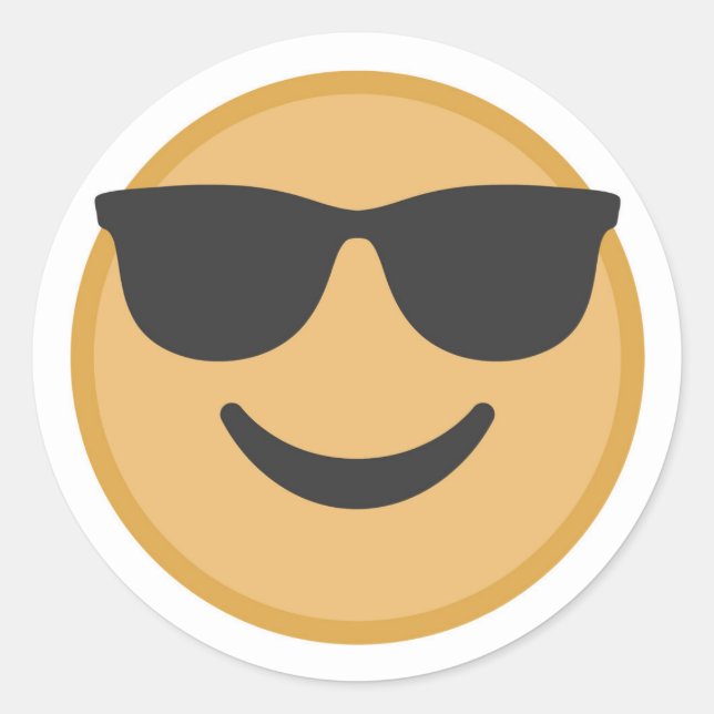 Coola Shades Emoji Ansikte Runt Klistermärke (Framsida)