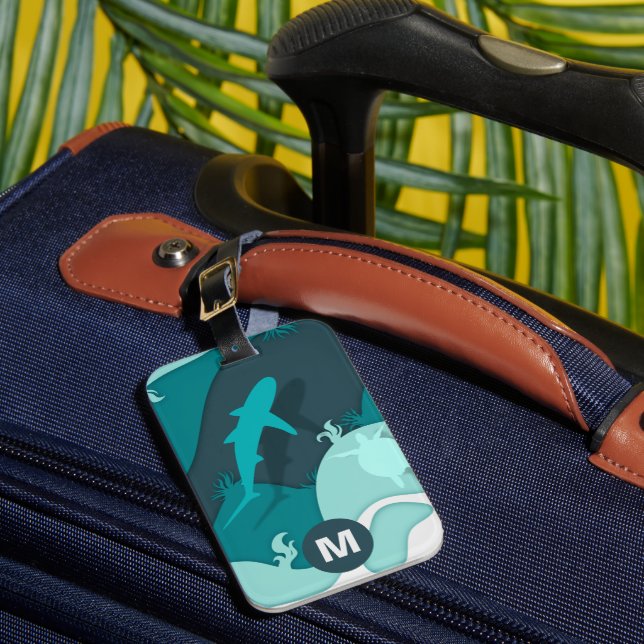 Coola Shark Abstrakt Art Monogram Bagagebricka (Framsida Insitu 1)