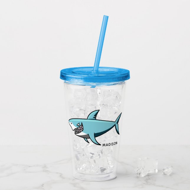 Coola Shark-anpassade namntumörer Take Away Mugg (Baksida Ice)