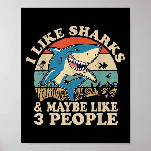 Coola Shark Art Manar Kvinnor Underbar White Hamme Poster (Framsidan)