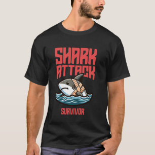 Coola Shark Attack Survivor Injury Beach Funny Sha T Shirt
