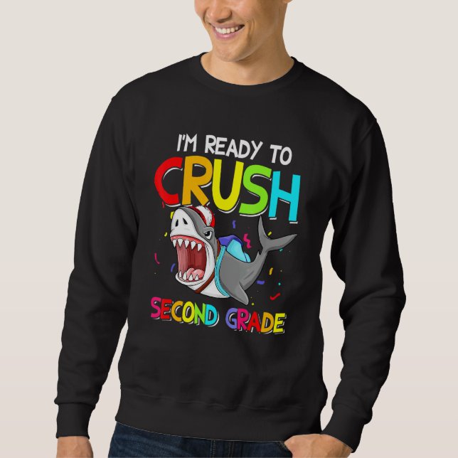 Coola Shark Im Redo Crush Second Klass Student Lång Ärmad Tröja (Framsida)