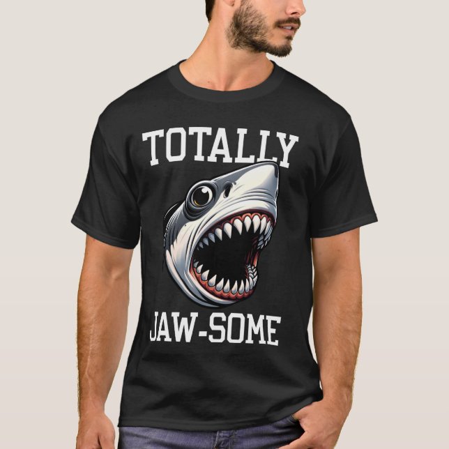 Coola Shark Jaw-some Beach Funny Shark T Shirt (Framsida)