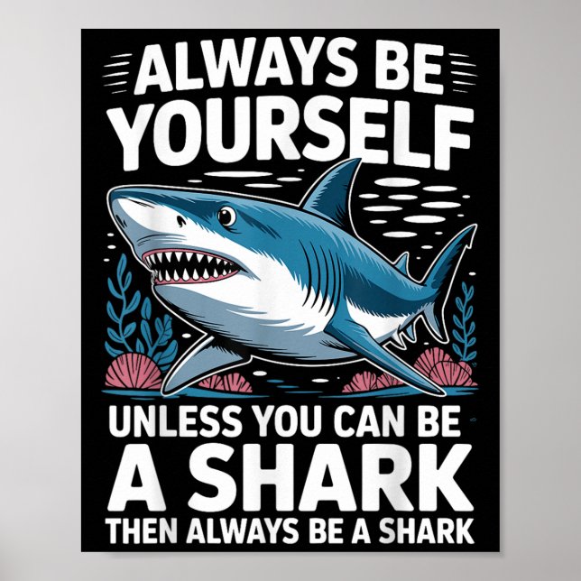 Coola Shark Novelty För manar Kvinnor Kids Shark F Poster (Framsidan)