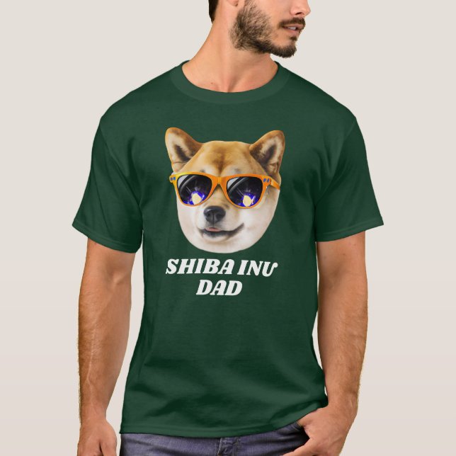 Coola Shiba Inu Pappa Wearing Glass Fars dag T Shirt (Framsida)