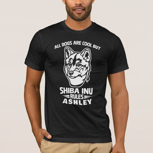 Coola Shiba Inu Rule Hund T Shirt (Framsida)