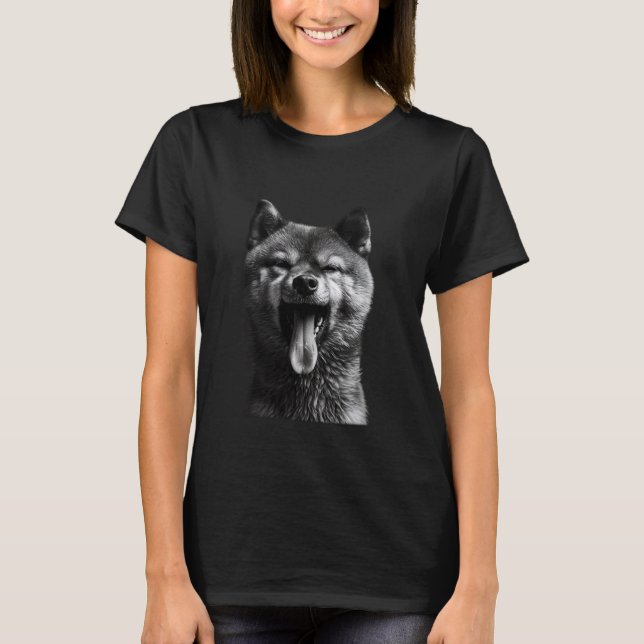 Coola Shiba Inu Sticking Tunga Out Playful Defianc T Shirt (Framsida)
