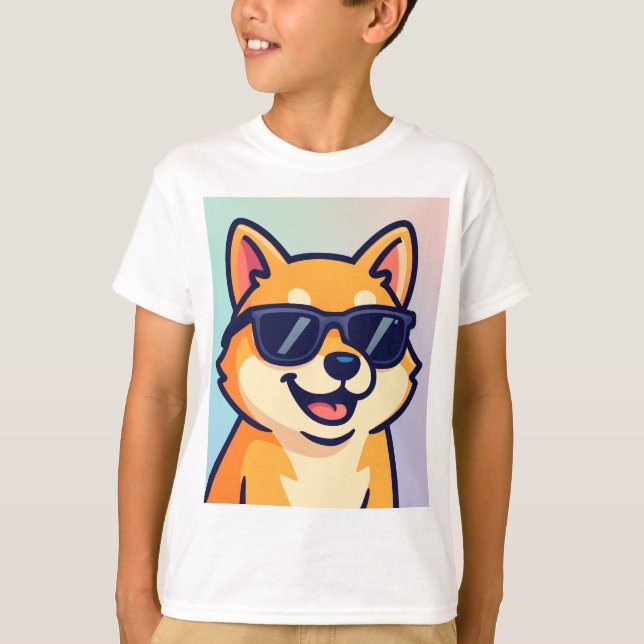Coola Shiba Meme Kids' T-Shirt (Framsida)