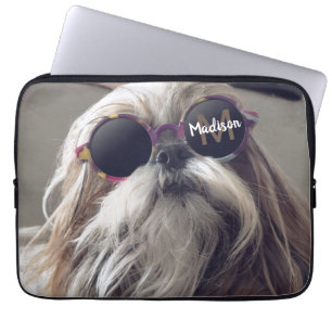 Coola Shih Tzu vintage retro glasögon Foto Monogra Laptop Fodral