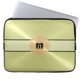 Coola Shiny Stainless Steel Metall och Guld Button Laptop Sleeve