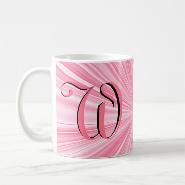 Coola Shock rosa Färg Burst Monogram Initial Anpas Kaffemugg (Vänster)