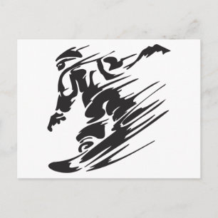 Coola Silhouette Snowboarding Mountain Postcard Vykort