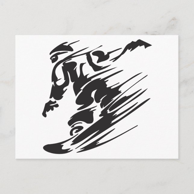 Coola Silhouette Snowboarding Mountain Postcard Vykort (Framsida)
