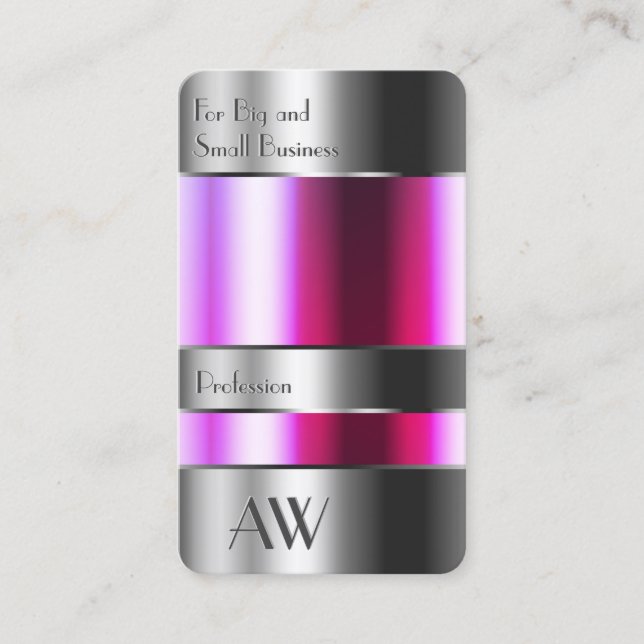 Coola Silver Box Rosa Lila Liquids with Monogram Visitkort (Framsida)