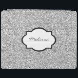Coola Silver glitter mousserande monogram namn iPad Skydd<br><div class="desc">Coola silver glitter mousserande shing monogram namn täcke. Du kan enkelt byta namn.</div>