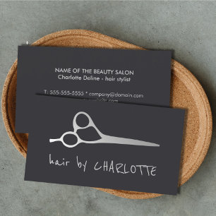 Coola Simple Faux Silver Scissor Hair Stylist Visitkort