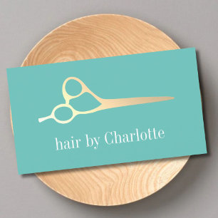 Coola Simple Grönt Faux Guld Sissors Hair Stylist Visitkort