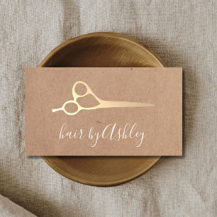 Coola Simple Kraft Faux Guld Scissors Hair Stylist Visitkort