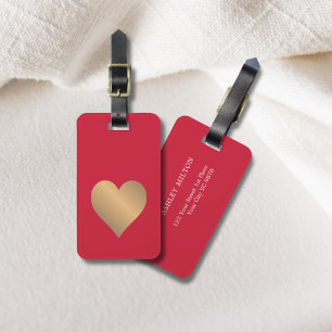 Coola Simple Red Faux Guld Heart Bagagebricka