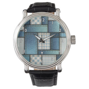 Coola Simulerad Blue Denim Fabric Armbandsur