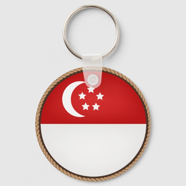 Coola Singapore Flagga Seal Nyckelring (Framsida)