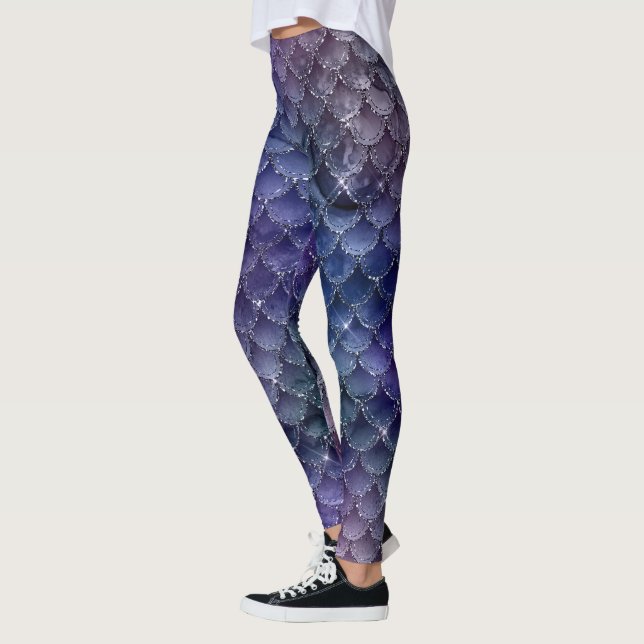 coola sjöjungfru glitter blå grönt vattenmajs leggings (Vänster)