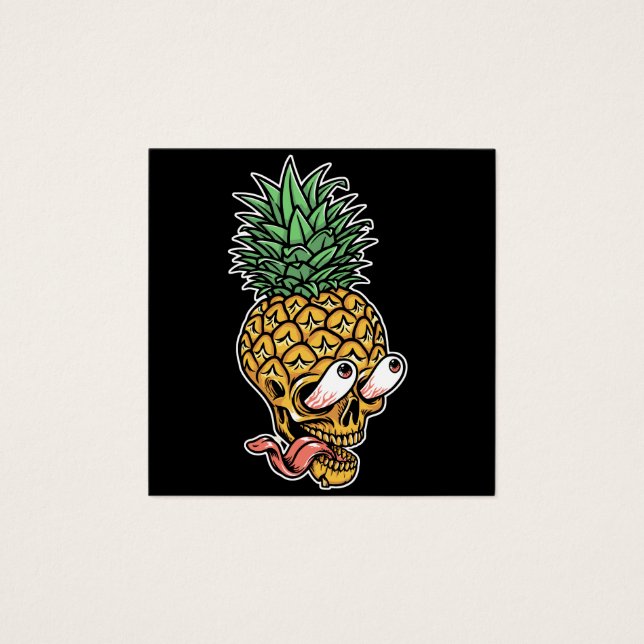 coola Skallillustration för ananas Fyrkantigt Visitkort (Framsida)