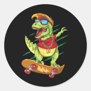Coola skateboard-dinosaur-skateboardare Dabbing T  Runt Klistermärke